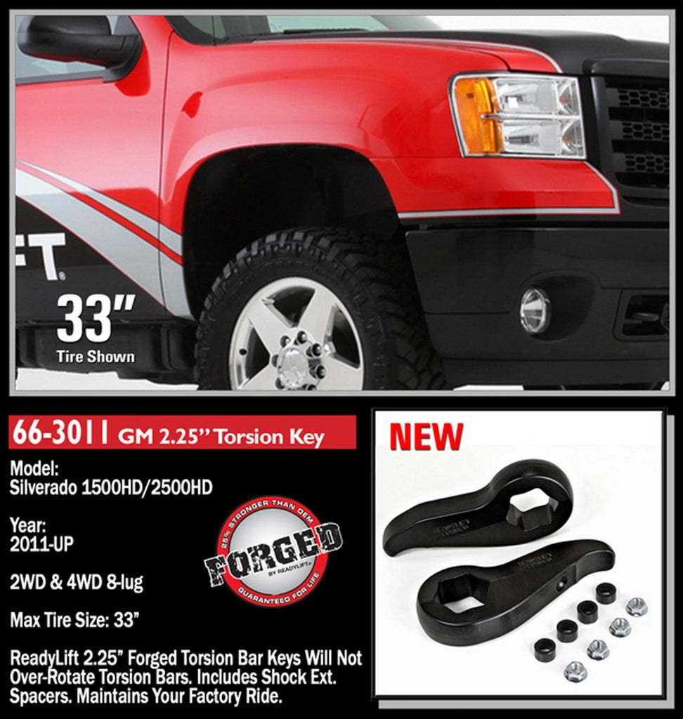 ReadyLift 2011-18 CHEV/GMC 2500/3500HD 2.25'' Front Leveling Kit (Forged Torsion Key)-66-3011