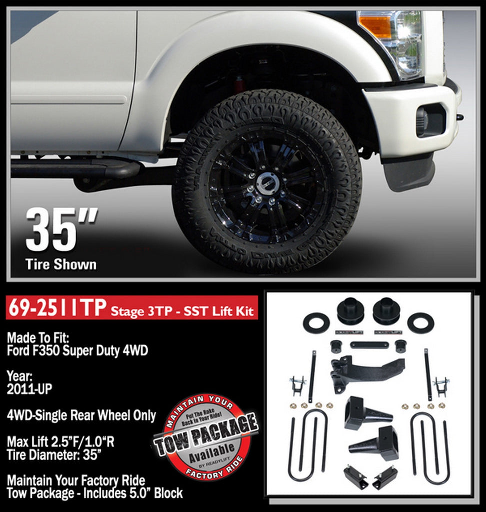 ReadyLift 2011-16 FORD F250/F350/F450 2.5'' SST Lift Kit with 5'' Rear Tapered Blocks-69-2511TP