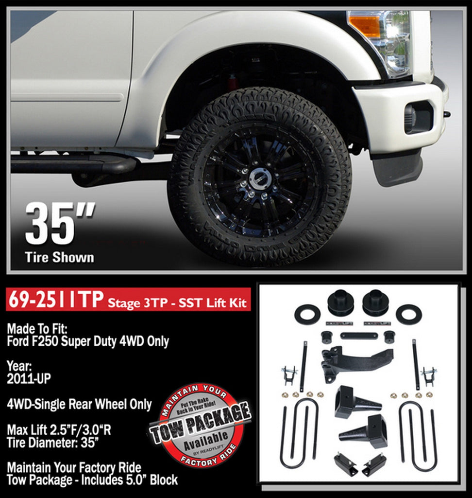 ReadyLift 2011-16 FORD F250/F350/F450 2.5'' SST Lift Kit with 5'' Rear Tapered Blocks-69-2511TP