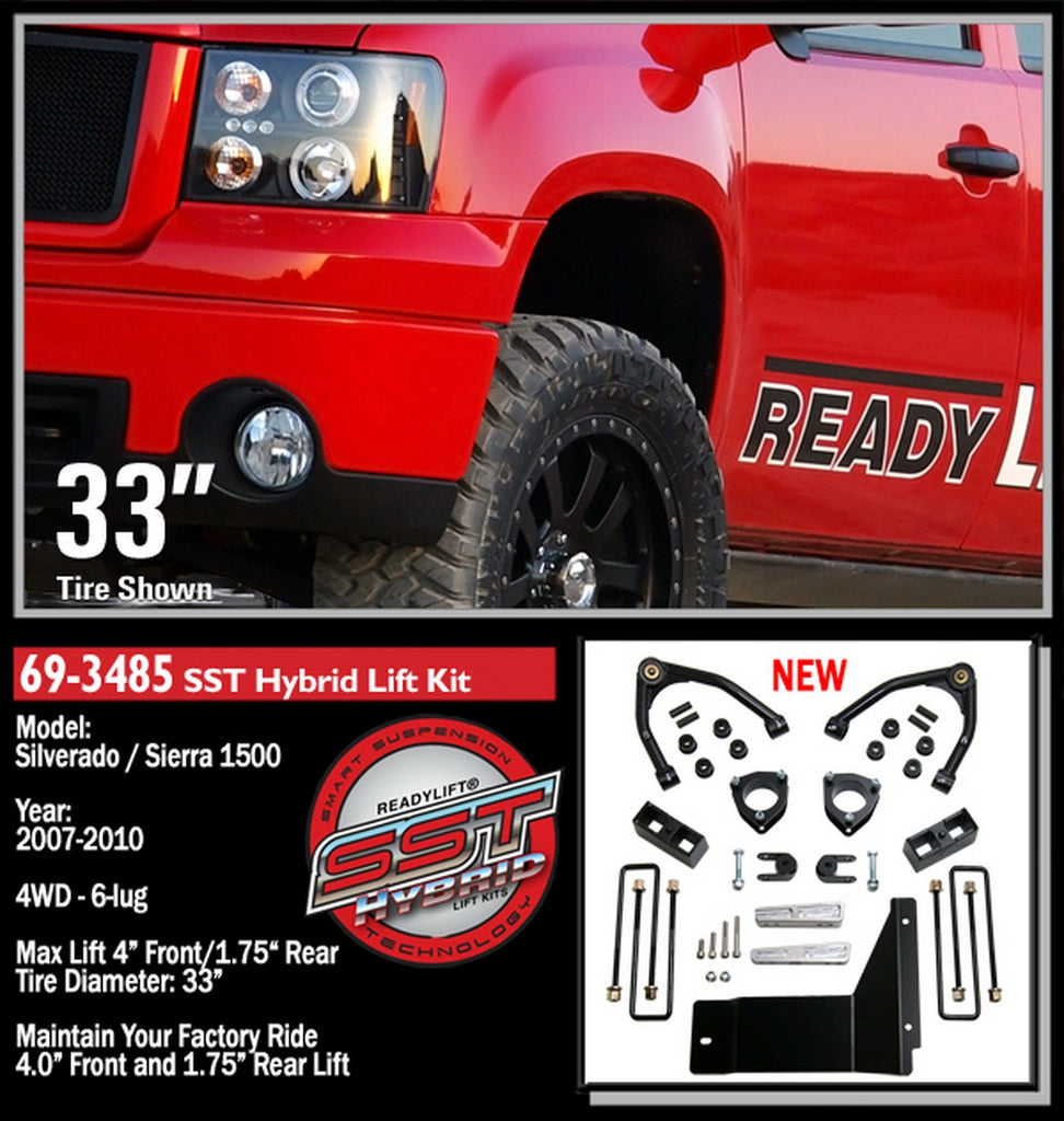 ReadyLift 2007-13 CHEV/GMC 1500 4'' Front with 1.75'' Rear SST Lift Kit - Cast Steel UCA-69-3485