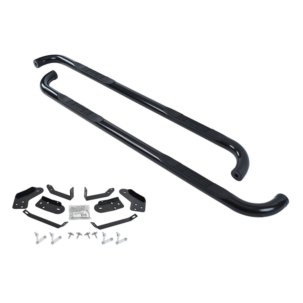 Big Country Truck Accessories 370201 - 3 Round Classic Side Bars With Mounting Bracket Kit  - Black Powdercoat