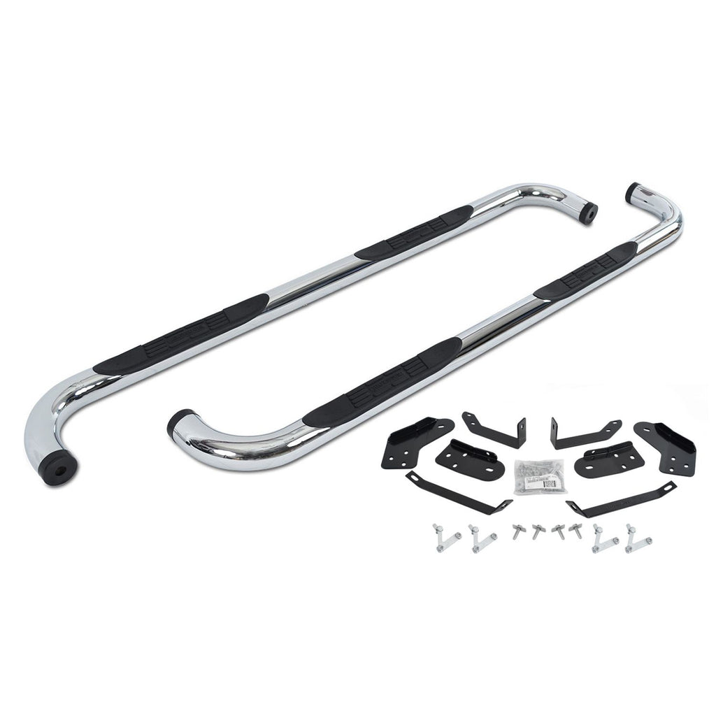 Big Country Truck Accessories 370204 - 3 Round Classic Side Bars With Mounting Bracket Kit - Polished Stainless Steel