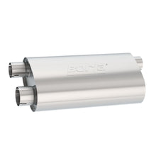 Load image into Gallery viewer, Specialty Muffler Transverse Flow 3 in. Inlet/ 2.5 in. Dual Outlet 6 in. x 10.25 in. Oval x 19 in. Long Body Notched Necks