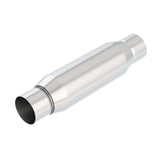 CrateMuffler Resonator 2.25in Center Inlet/ 2.25in Center Outlet 3.5in Round X 10in Long Body