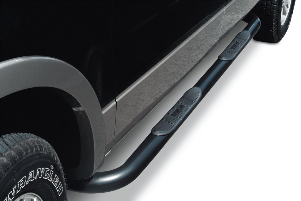 Big Country Truck Accessories 372011 - 3 Round Classic Side Bars With Mounting Bracket Kit  - Black Powdercoat