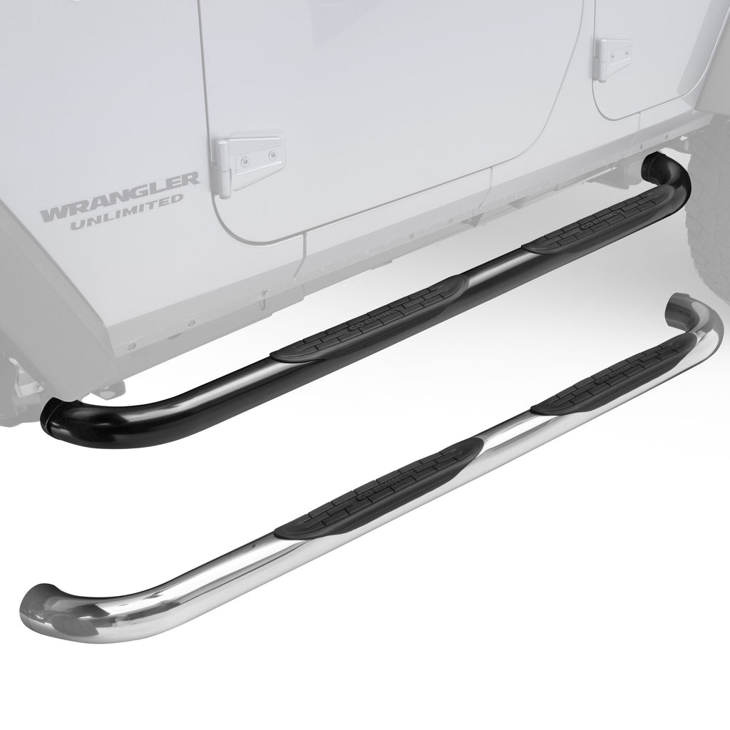 Big Country Truck Accessories 374881 - 3 Round Classic Side Bars - Black Powdercoat