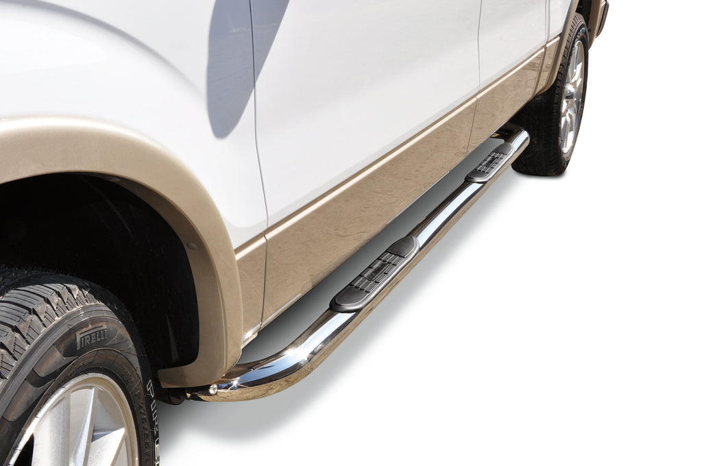 Big Country Truck Accessories 372444 - 3 Round Classic Side Steps - Complete Kit with Brackets - Polished Stainless Steel