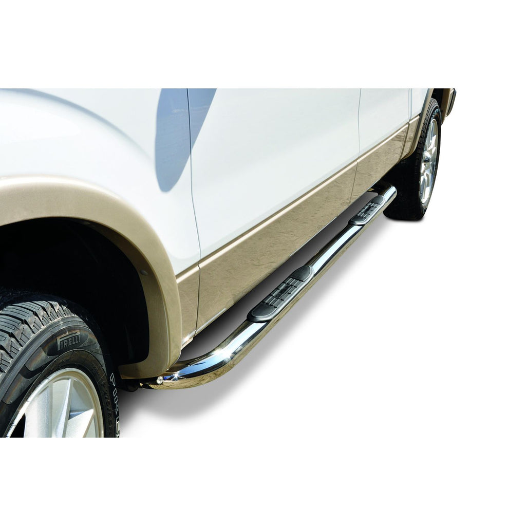 Big Country Truck Accessories 372024 - 3 Round Classic Side Bars With Mounting Bracket Kit - Polished Stainless Steel