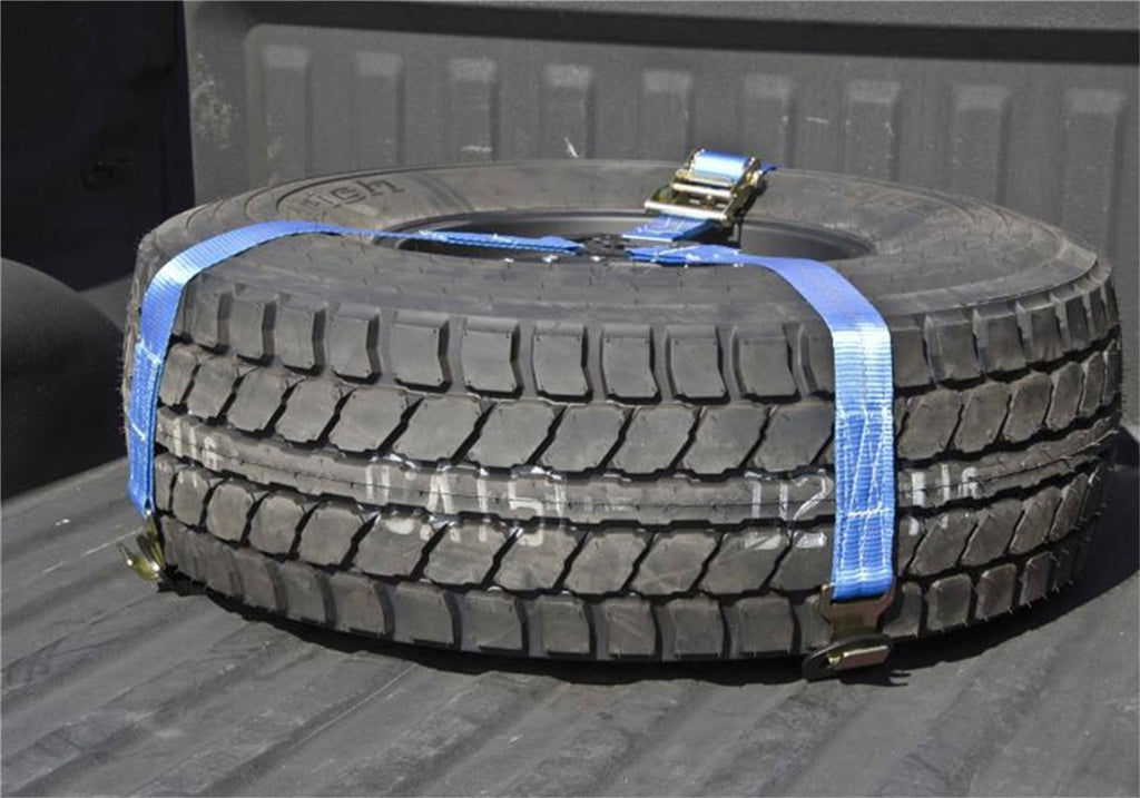 N-Fab Gloss Black Bed Mounted Rapid Strap Tire Carrier w/Blue Strap BM1TSBL