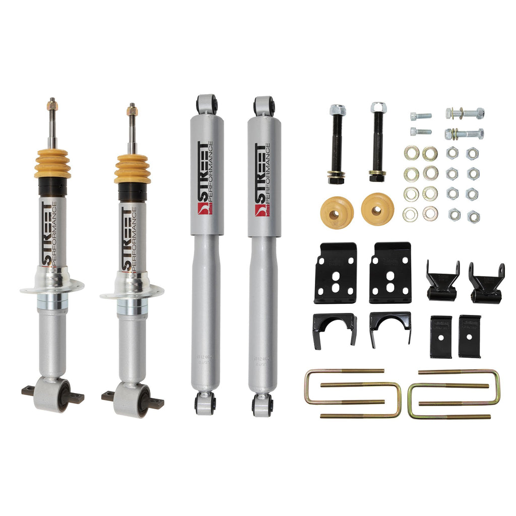 BELLTECH 1000SP LOWERING KITS  Front And Rear Complete Kit W/ Street Performance Shocks 2015-2020 Ford F150 ((All Cabs) Short Bed) +1 in. to -3 in. F/5.5 in. R W/ Street Performance Shocks