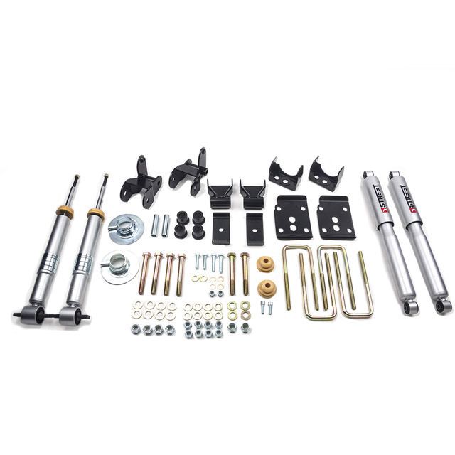 BELLTECH 1001SP LOWERING KITS  Front And Rear Complete Kit W/ Street Performance Shocks 2015-2020 Ford F150 ((All Cabs) Short Bed) +1 in. to -3 in. F/4 in. R W/ Street Performance Shocks