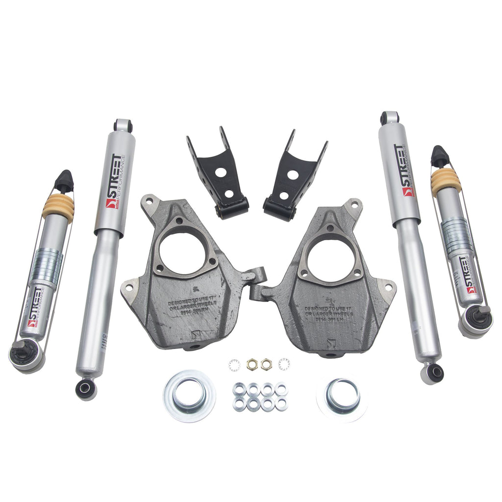 BELLTECH 1010SP LOWERING KITS  Front And Rear Complete Kit W/ Street Performance Shocks 2014-2017 SIL/SIERRA 2WD/4WD 2F/2-3R (ALL CAB) W/Shocks