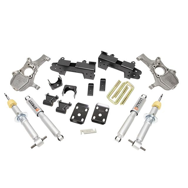 BELLTECH 1041SP LOWERING KITS  FRONT AND REAR COMPLETE KIT W/ STREET PERFORMANCE SHOCKS 2019-2023 SILVERADO / SIERRA (DBL / CREW CAB / SHORT BED) 2 IN.-4 IN. F / 6 IN. R 4X4