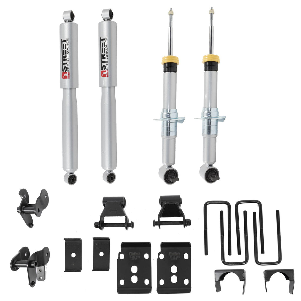 BELLTECH 1050SP LOWERING KIT Front And Rear Complete Kit W/ Street Performance Struts/Shocks 2021+ Ford F-150 2WD -1in. to -3.5in. F / -4.5in. R