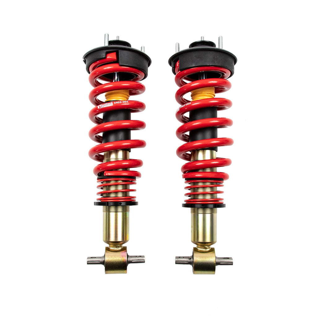 BELLTECH 15002 COILOVER KIT Factory Preset Fixed Damping, 1-3 in. Height Adjustable Drop 2007-2018 Chevrolet / GMC Sierra (All Cabs) 2wd/4wd Coilover Struts only (fixed dampening) 1 in.-3 in. Drop