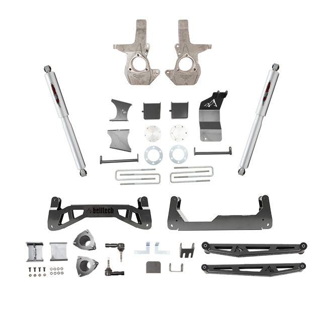 BELLTECH 150201BK LIFT KIT 7 in. Lift Kit Inc. Rear Trail Performance Shocks Only 2007-2016 Silverado / Sierra 1500 4wd (Ext & Crew Cab) 7 in. Lift