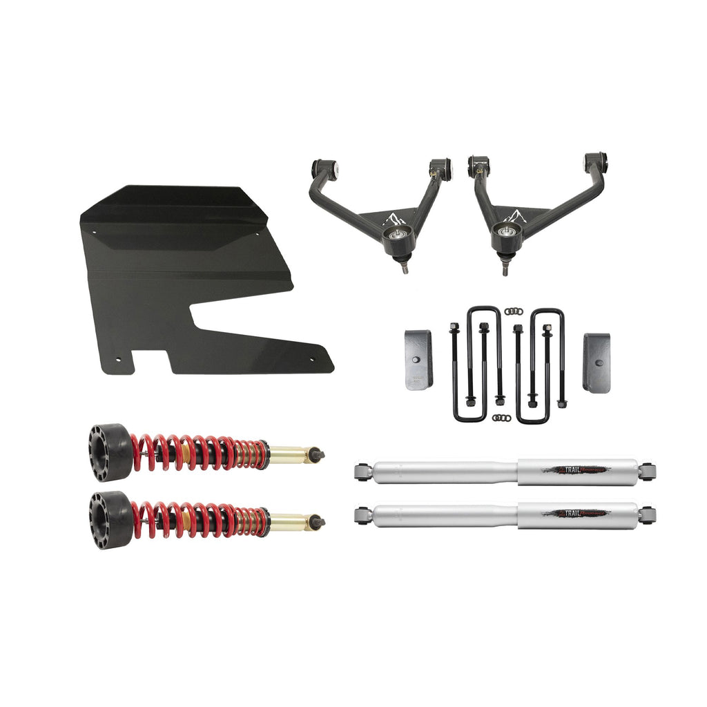 BELLTECH 150212TPC LIFT KIT 4IN. LIFT KIT INC. FRONT AND REAR TRAIL PERFORMANCE COILOVERS/SHOCKS 2019-2023 GM SILVERADO/SIERRA 1500 2WD/4WD 4IN. LIFT W/ TRAIL PERFORMANCE COILOVERS/SHOCKS