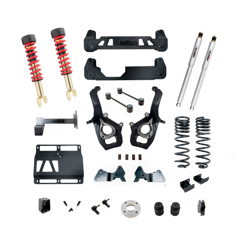 BELLTECH 153712TPC LIFT KIT 6IN.-8IN. LIFT KIT INC. FRONT AND REAR TRAIL PERFORMANCE COILOVERS/SHOCKS 2019-2023 RAM 1500 4WD LIFT KIT W/ FRONT COILOVERS 6IN.-8IN. LIFT