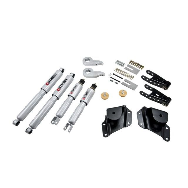 BELLTECH 654SP LOWERING KITS  Front And Rear Complete Kit W/ Street Performance Shocks 2005-2006 Chevrolet Silverado/Sierra (Std Cab, w/ Factory Front Torsion bar) 1 in. or 2 in. F/4 in. R drop W/ Street Performance Shocks