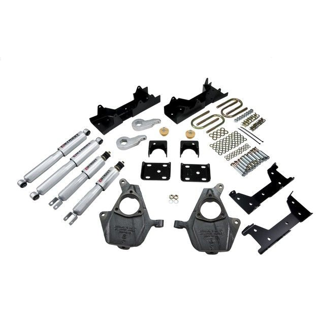 BELLTECH 657SP LOWERING KITS  Front And Rear Complete Kit W/ Street Performance Shocks 2005-2006 Chevrolet Silverado/Sierra (Std Cab, w/ Factory Front Torsion bar) 3 in. or 4 in. F/6 in. R drop W/ Street Performance Shocks