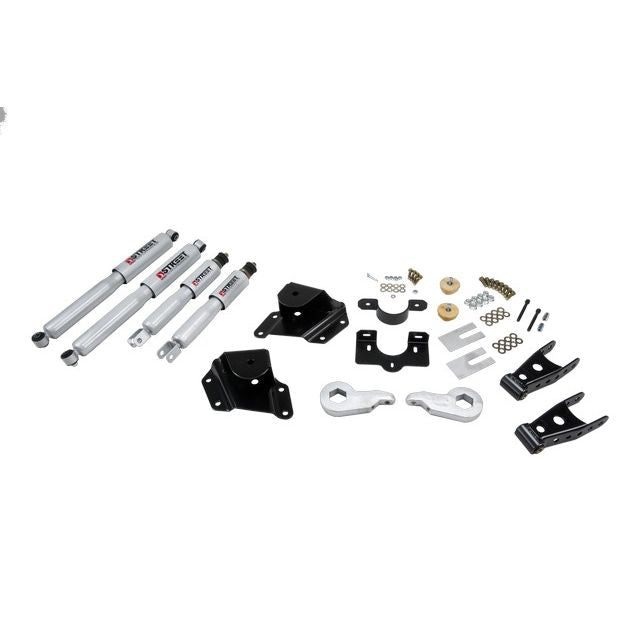 BELLTECH 659SP LOWERING KITS  Front And Rear Complete Kit W/ Street Performance Shocks 2005-2006 Chevrolet Silverado/Sierra (Ext Cab, w/ Factory Front Torsion bar) 1 in. or 2 in. F/4 in. R drop W/ Street Performance Shocks