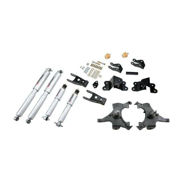 BELLTECH 699SP LOWERING KITS  Front And Rear Complete Kit W/ Street Performance Shocks 1990-1994 Chevrolet Silverado/Sierra C1500 (454 SS Only) 88-98 Chevrolet Silverado/Sierra C2500 (All ext 8 Lug) 2 in. F/4 in. R drop W/ Street Performance Shocks