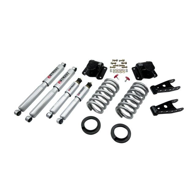 BELLTECH 814SP LOWERING KITS  Front And Rear Complete Kit W/ Street Performance Shocks 1994-1999 Dodge Ram 1500 (Std Cab, V8, Auto Trans Only) 2 in. or 3 in. F/4 in. R drop W/ Street Performance Shocks