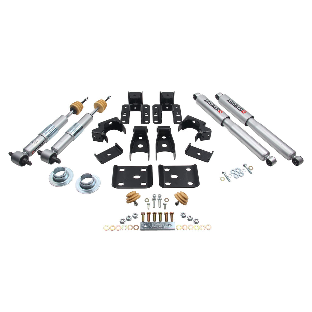 BELLTECH 991SP LOWERING KITS  Front And Rear Complete Kit W/ Street Performance Shocks 2014-2018 Chevrolet Silverado/Sierra (All Cabs) 2wd +1 in. to -2 in. F/4 in. R Drop W/ Street Performance Shocks