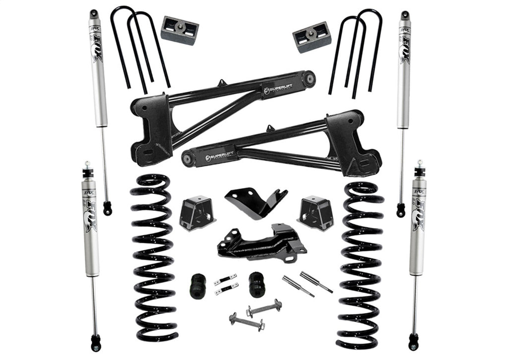 Superlift 4in. Lift Kit w/FOX Shocks-05-07 F250/350 4WD Diesel w/Replacement Radius Arms K975F