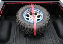 Load image into Gallery viewer, N-Fab Gloss Black Bed Mounted Tire Carrier w/Red Strap BM1TCRD