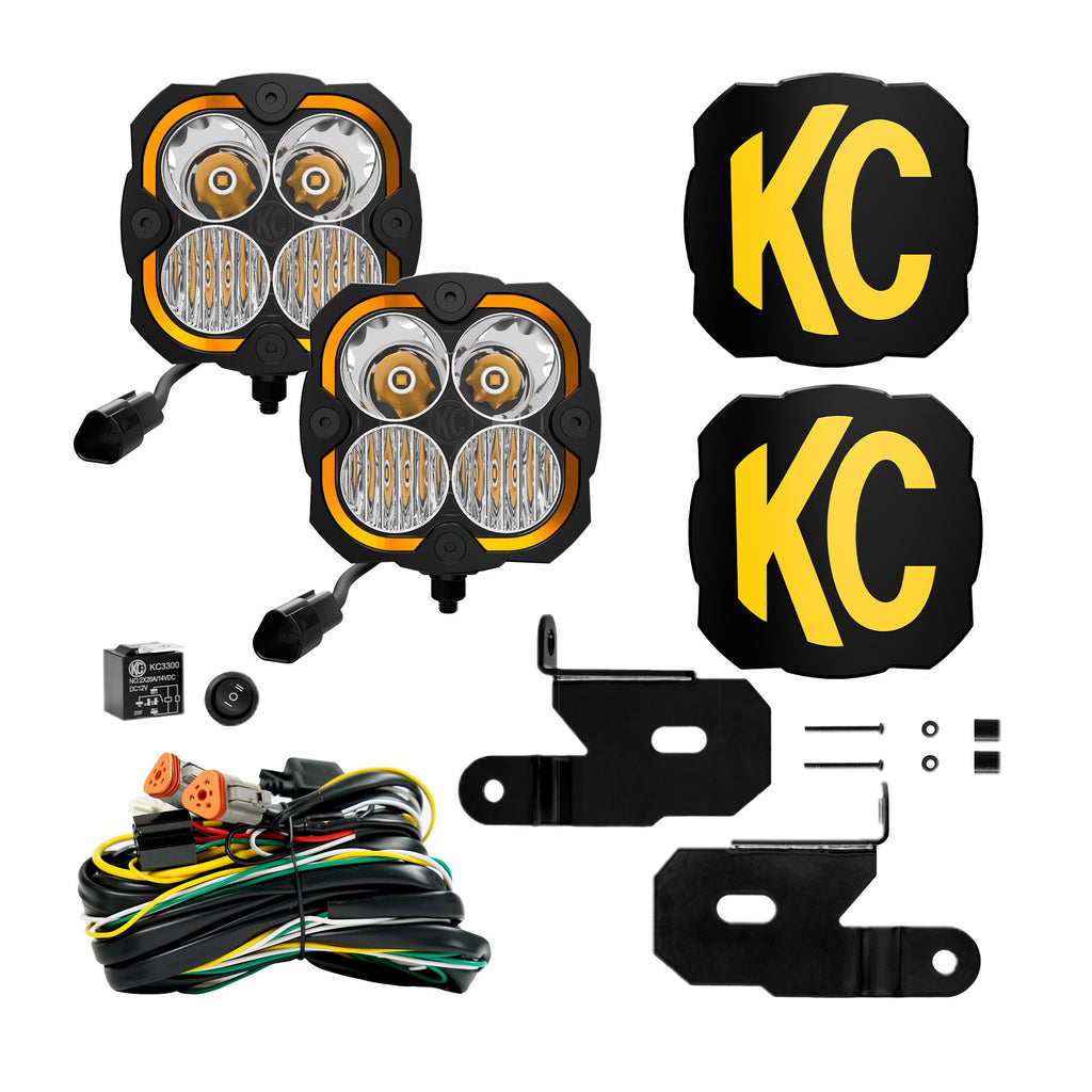 KC Hilites FLEX ERA 4 - 2-Light System - Pillar Mount - 80W Combo Beam - for 18-21 Jeep JL / JT