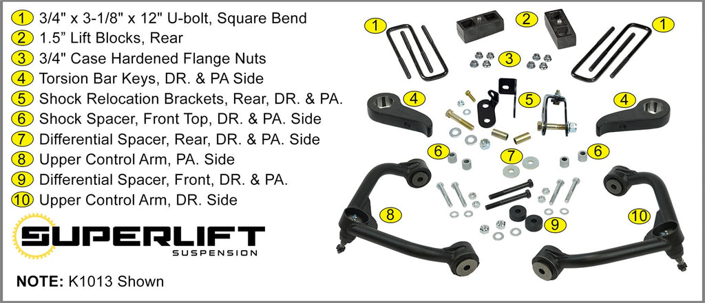 Superlift 3in. Lift Kit-20-22 Silverado/Sierra 2500HD/3500HD w/out Overload Leaf Springs K1013