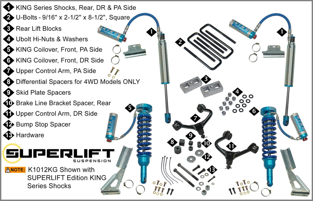 Superlift 3in. Lift Kit w/KING 2.5 Shocks-05-23 Tacoma K1012KG