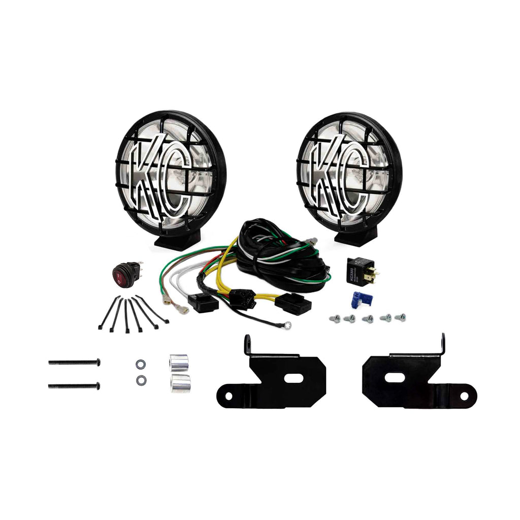 KC Hilites 6 in Apollo Pro Halogen - 2-Light System - Pillar Mount - 100W Spot Beam - for 18-20 Jeep JL