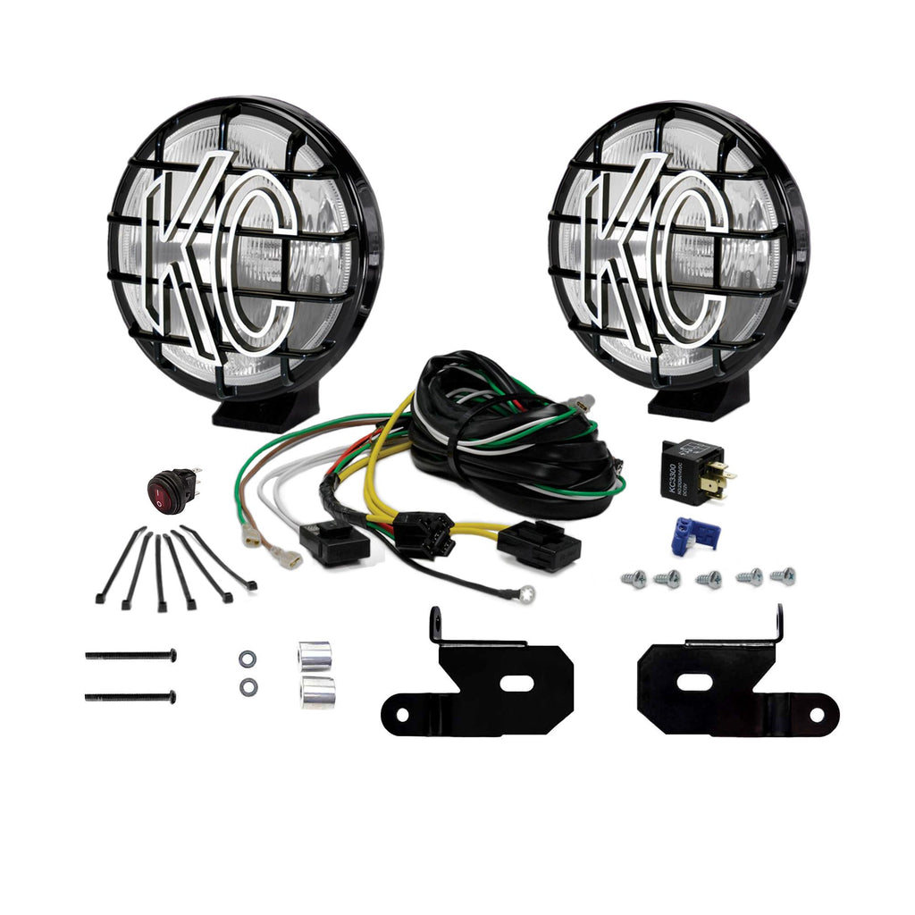 KC Hilites 6 in Apollo Pro Halogen - 2-Light System - Pillar Mount - 100W Spread Beam - for 18-20 Jeep JL